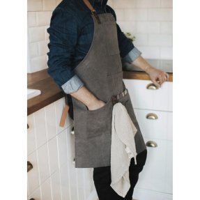 Freya apron gray canvas with 7 pockets Dorre