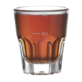 Granity shot glass in plastic with 2 and 4 cl marking